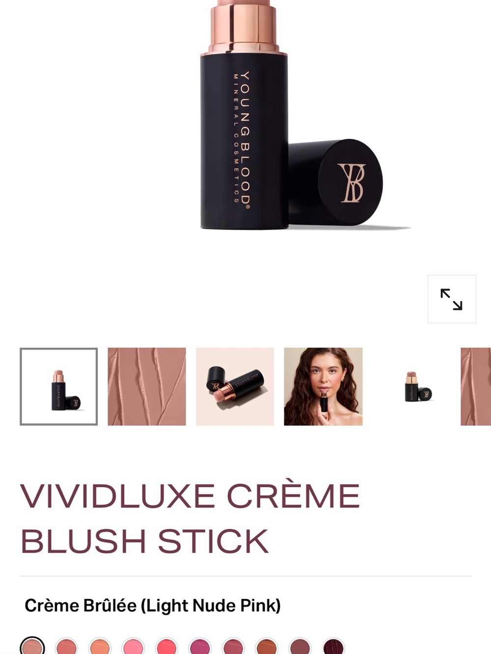 Youngblood VividLuxe Crème Blush Stick — Crème Brûlée (Light Nude Pink)